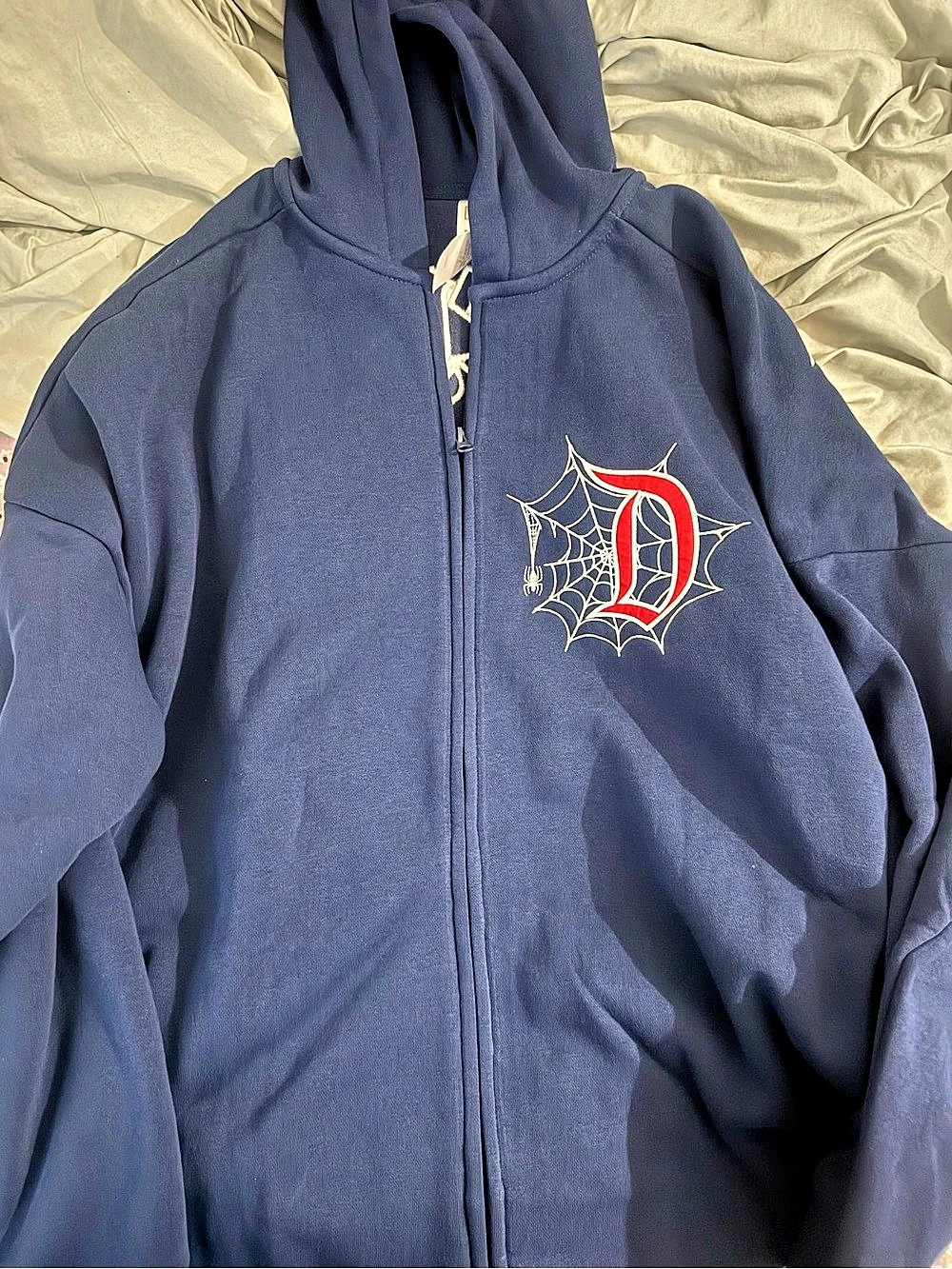 Disneyland Spider-Man Zip-Up Hoodie Blue & Red XL
